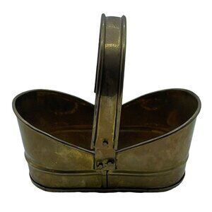 Small Vintage Brass Bucket Figure Container